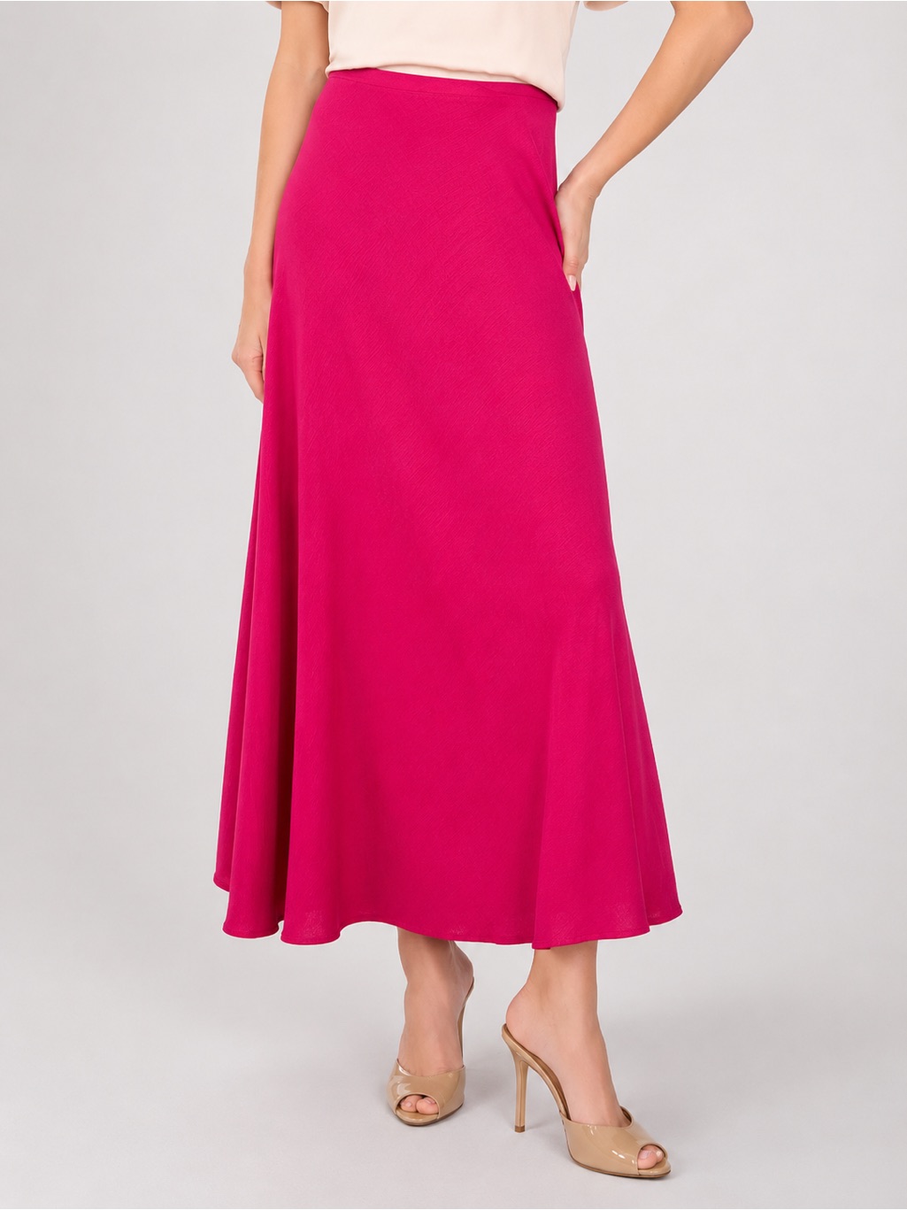 1.State Linen Blend A Line Maxi Skirt Hidden Side Zip Flowy Magenta 0 Nwt